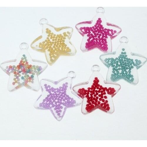 5Pcs 41x34mm Mixed Transparent Pentagram Acrylic Pendants Jewelry Making DIY Necklace Pendants Handmade Hole 3mm Thickness 11mm