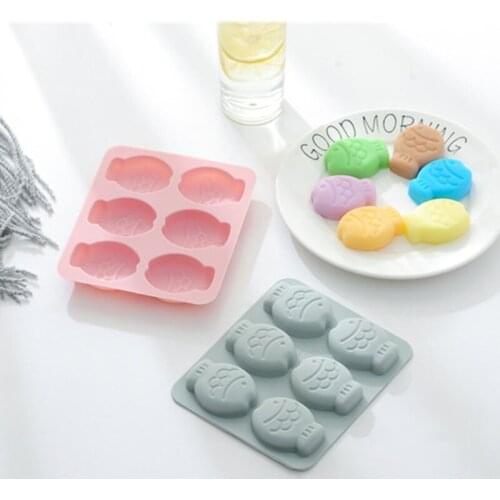 6 Cavities Fish Shape Silicone Fondant Mold Handmade Soap Mold Soap Making Tool Bathroom Supplies Chocolate Biscuit Mold