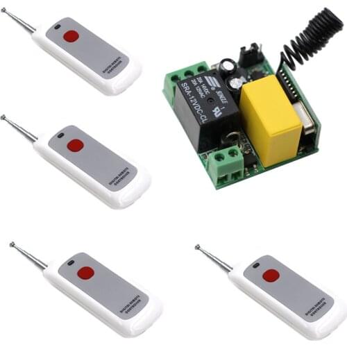 AC220V 1CH 10A Relay RF Wireless Remote Control Switch System Receiver With 4pcs Transmitters for Electronic Doors and Windows