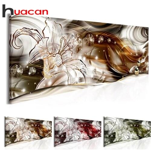 Huacan DIY Diamond Painting Mosaic Flower Diamond Embroidery Set 5D Lily Picture Of Rhinestones Needlework Bedroom Decoration