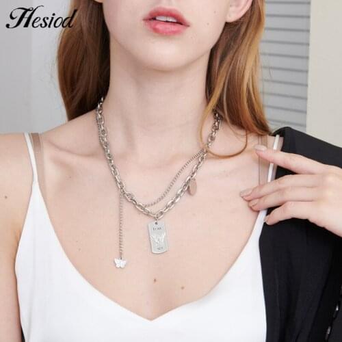 Butterfly Coins Pendant Necklace Hesiod Metal Multilayer Chain Type Silvery Plated Party Charm Jewelry Accessories For Women