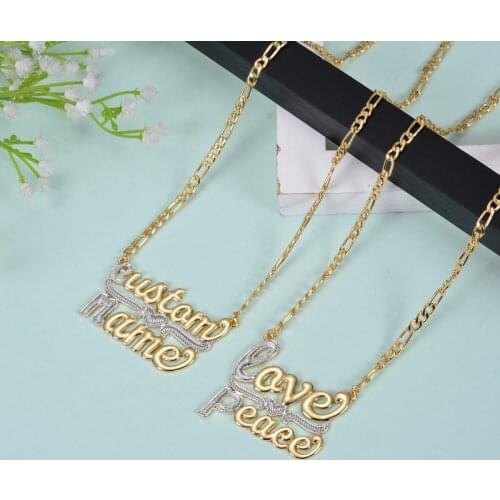 DUOYING2021 E Girl Style Jewelry Custom Necklace Personalized Name Necklaces Double Heart Necklaces for Valentines Day Gifts