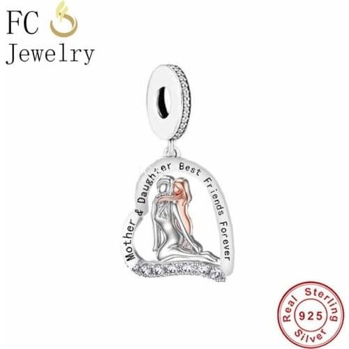 FC Jewelry Fit Original Charm Bracelet 925 Silver Mother & Daughter Best Friends Forever Bead For Making Women Berloque 2021 New