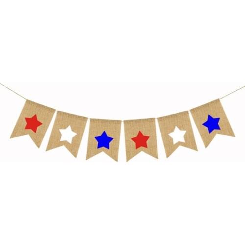 Burgee Flags Independence Days Five-pointed Star Swallowtail Banners American National Day String Flag Bunting Banner W0268