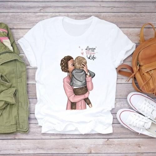 T-shirts Top For Mother Women Cartoon Mama Girls Summer Mom Love Fashion Clothes Print Lady T Shirt Ladies Female T-Shirt Tees