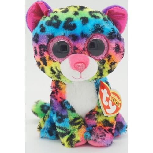 New 6" 15cm Ty Big Eyes Stuffed Peas Plush Animal Soft Dotty the Leopard Doll Collection Boys and Girls Christmas Birthday Gifts