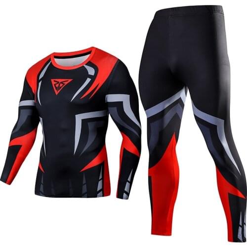 Winter New Top Quality Mens Compression Sportswear Suits Thermal Underwear Men Sets Tracksuit Rashguard Quick Dry Men Clothes