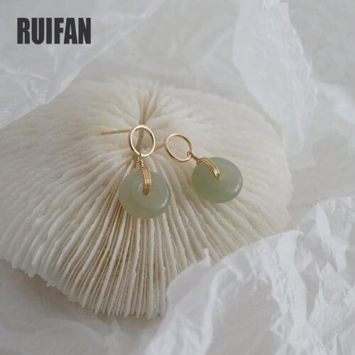 Round Green Natural Hetian Jade 925 Sterling Silver Drop Earrings for Women Trendy Jewelry 2020 New Christmas Gift YEA434