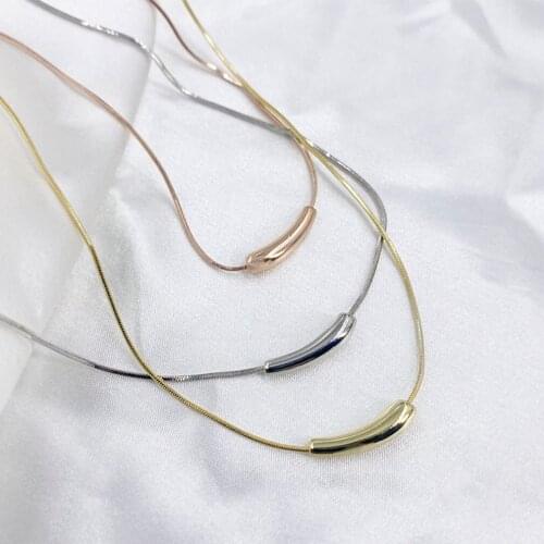 Minimalist Titanium steel Colorless Geometric Pendant Necklace For Woman Fashion Korean Jewelry 2021 New Party Clavicle Chain