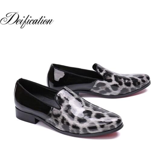 Fashion Leopard Printed Mocassin Homme Slip On Man Shoes Leather Genuine Italian Style Male Smoking Driving Shoes Mens Flats 47