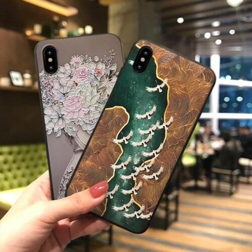 Soft TPU 3D Emboss Phone Case for iPhone X XS XR 11 12Pro Max Creative Pattern Matte Back Cover for iPhone 6 7 8 Plus Capa Coque