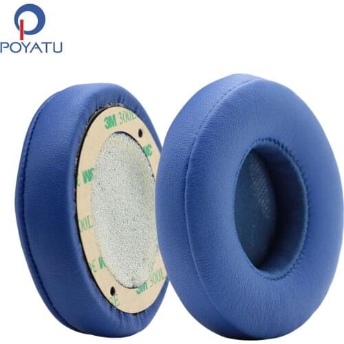 POYATU Headphone Earpads For Beats Solo 2 Solo 2.0 Wired Ear Pads Replacement Ear Pads Earpads Foam Cushion Soft Blue Earpads
