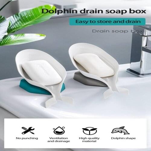 New Dolphin Shape Bathroom Soap Box Drain Soap Holder Box Bathroom Shower Soap Holder Dish Storage Plate Tray Bathroom Supplies