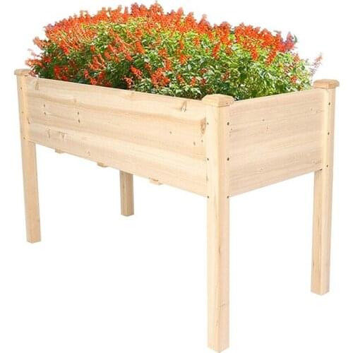 NewRaised Garden Bed Wood Patio Elevated Planter Box Kit with Stand for Outdoor Backyard Greenhouse (Natural)