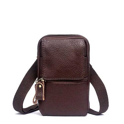 2021 New genuine leather bags belt messenger bag mens shoulder bag casual small flap zipper phone hip bags male heuptas pack
