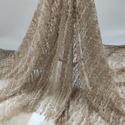 Latest 2021 Tulle Lace Fabric High Quality African Embroidery Swiss French Guipure Sequins Wedding Party Dress Beaded 5yards