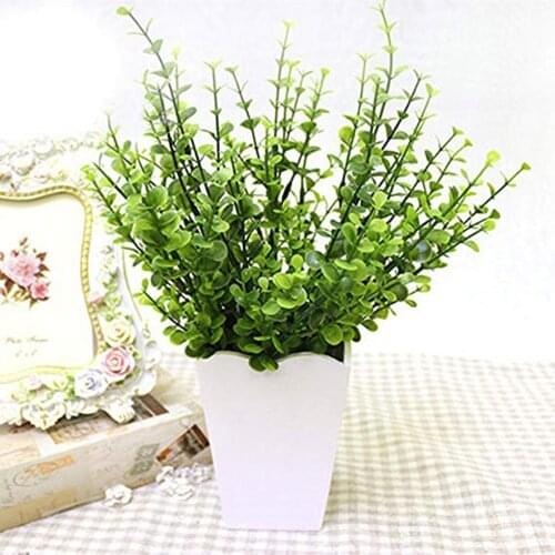 New Style 2pcs Simulated Plastic Plant Artifical Bunch Flower Potted Decor Small Leaves Tree Branch Garden Home Flower Ornaments
