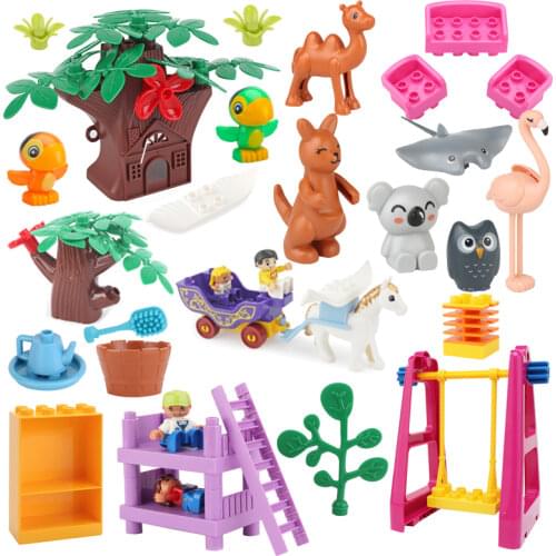 New Original Big Building Blocks Accessories Innovation Zoo Animals Furniture Model Compatible Bricks Kids Education Toys Gifts