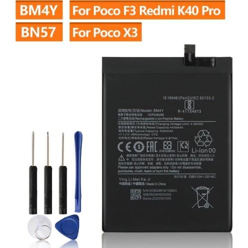 Original Replacement Battery For Xiaomi Poco F3 Redmi K40 Pro+ K40 Pro BM4Y Genuine Phone Battery 4520mAh With Tools