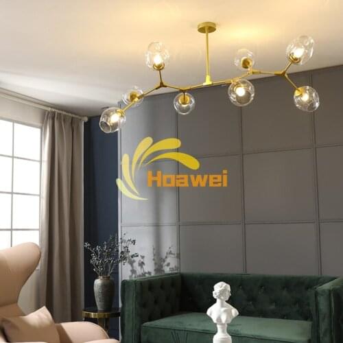 Modern Adjustable LED Chandelier Lighting Living Room Bedroom Pendant Lamp Nordic Glass Ball Chandelier Kitchen Light Fixtures