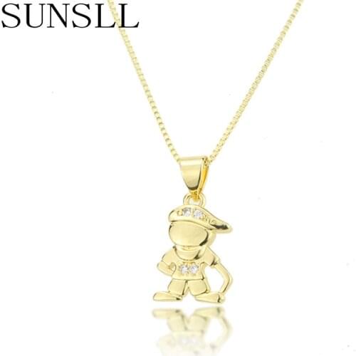 SUNSLL New Gold Copper Necklace Cubic Zirconia Children / Women Pendant Necklace Fashion Party Simple Jewelry Necklace Gift