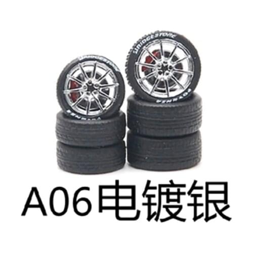 For 1/64 Scale Refined simulation Car Model Universal Refit Series Wheel Retrofit Rubber Tire Wind Electroplated Wheel models
