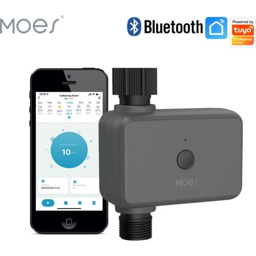Moes Smart Tuya Bluetooth Water Timer Rain Delay Programmable Irrigation Timer with Automatic and Manual Watering Hub Required