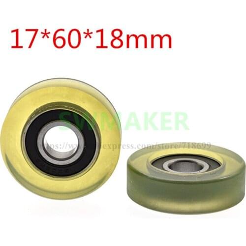 10pcs 17*60*18cm 6203 Bearing, PU Polyurethane, Silent Soft Rubber Wheel Rolling Pulley
