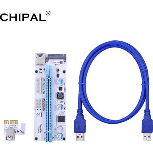 100PCS CHIPAL LED VER008S PCI-E Riser Card PCIE 1X to 16X Extender 60CM 100CM USB 3.0 Cable 4Pin 6Pin SATA Power for GPU Miner