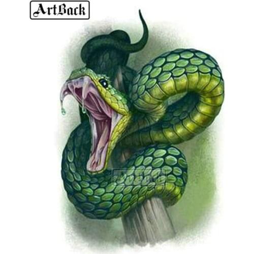 Full square drill 5d diy diamond painting green snake kit crafts 3D diamond embroidery animal home decoration painting