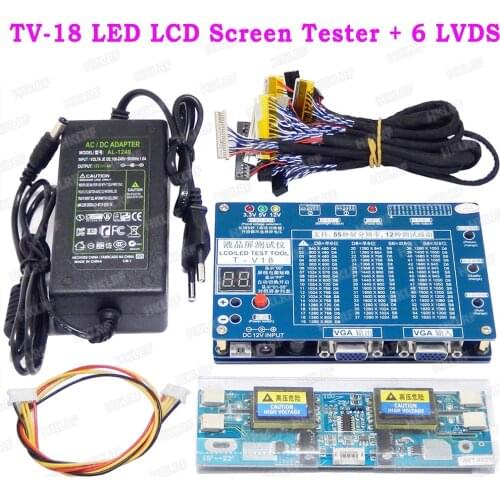 Free Shipping T-V18 LCD/LED Test Tool Panel Tester + 6 LVDS for TV Laptop Computer Repair Support 7 -84 Inch LED LCD Screen
