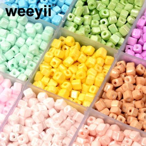 Approx.100pcs.4MM Cube Beads Ice Cream Color Charms Czech Glass Beads For DIY Bracelet Jewelry MakingAccessories Wholesale
