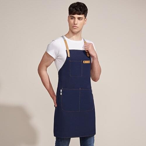 Fashion Men Women Kitchen Canvas Apron Tool Apron Work Apron For Gardener Garage Bar Coffee Shop Kitchen Apron With Tool Pockets