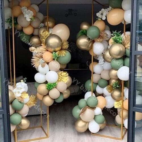 Global Retro Green Skin DIY Balloons Garland Arch Metallic Gold Globos Birthday Wedding Anniversary Party Decoration Baby Shower