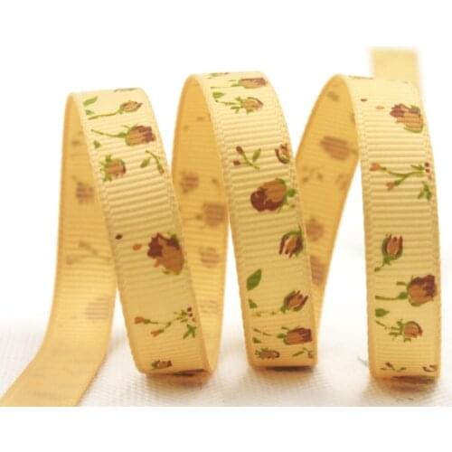 [IuBuFiGo] 3/8"(9mm) Rose Ribbon Flower Grosgrain Printed Floral Handmade Ribbons Bow Packing Tape