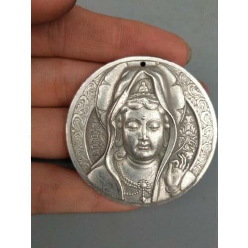 Collection Tibetan Silver Hand Carved Manjusri Bodhisattva Amulet Pendant