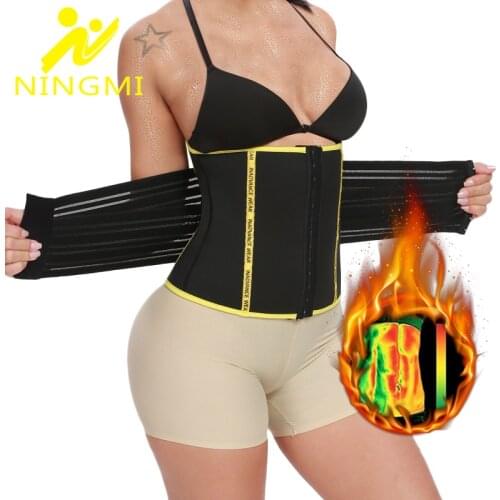 NINGMI Slimming Waist Trainer Body Shaper for Women Neoprene Sauna Shapewear Strap Fat Burning Underwear Belt Slim Waist Cincher