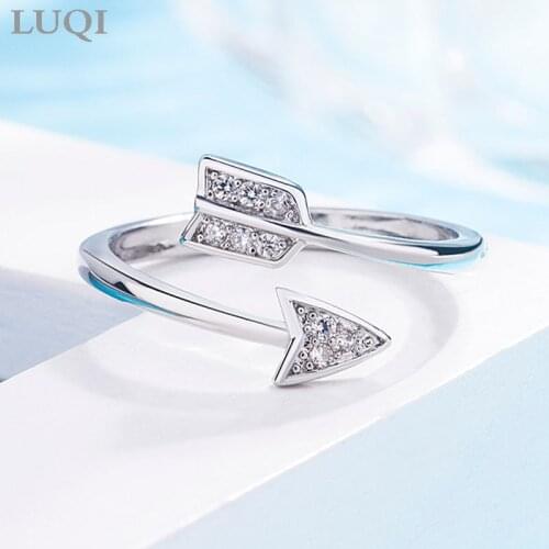 Fashion Unisex Sagittarius Feather Arrow S925 Silver Plated Platinum Opening Adjustable Temperament Rings JJZ101