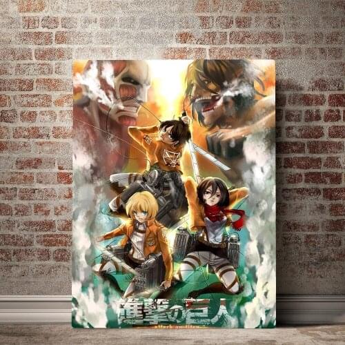 Modular Hd Prints Picture Attack On Titan Anime Monster Fight Home Decor Paintings Canvas Poster Wall Art For Living Room Frame