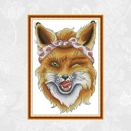 Joy Sunday Sly Fox Painting Cross Stitch kits DMC Cotton Fabric 14CT 11CT Embroidery Crafts Home Decor Factory Wholesale