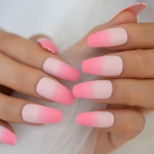 Fadeing Series Nail Optionals White to Peach Medium Long Coffin Press On Nails 2021 New Pre Designs Supplies For Professionals