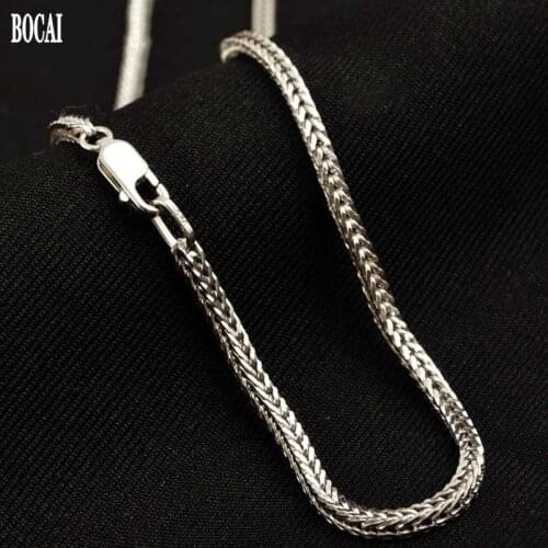 2020 new real S925 pure silver platinum-plated Chopin chain men necklace bold clavicle chain sweater chain women necklace silver
