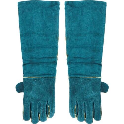 Anti-bite Safety Bite Gloves For Catch Dog Cat Reptile Animal Ultra Long Leather Green Pets Grasping Biting Protective Glove New