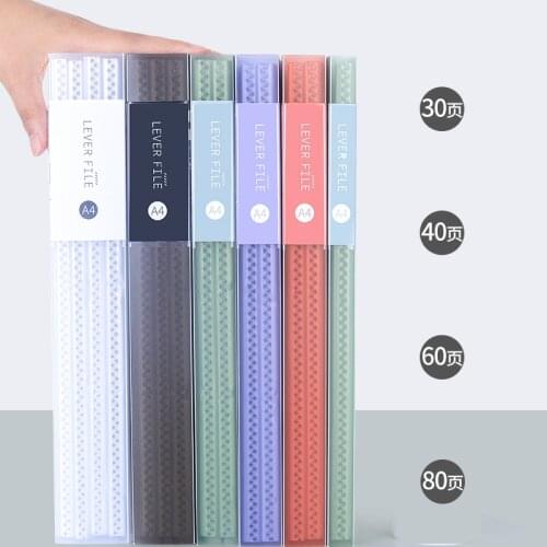 30/40/60/80 Pages A4 Trans Color File Learning Materials Data Book File Folder Portfolio Large Capacity Office School Stationery