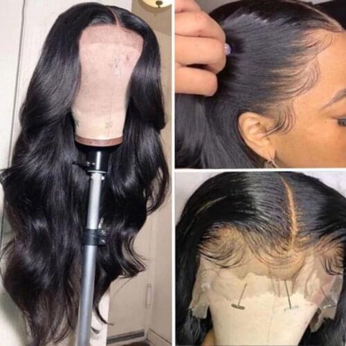 Hairmoda 32 inches Long glueless Body Wave Lace Human Hair Wigs Pre Plucked Peruvian Lace Wigs 13x1 6x1 T part Lace Wig 150