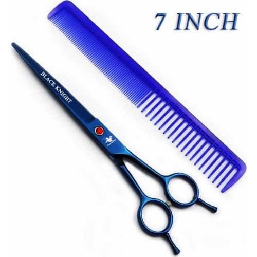 7 Inch Professional Hairdressing Scissors Hair Cutting Barber Scissors Pet Shears Blue Style with Comb Left/right Hand Universal