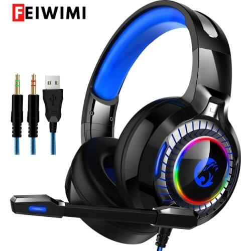 Wired Gaming Headsets Deep Bass 7.1Surround HIFI Stereo Noise Reduction RGB Light E-Sports Headphones With Mic For Tablet PS4 PC