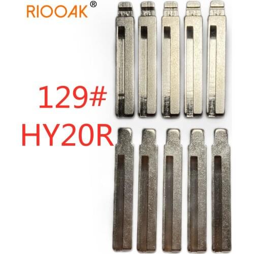 RIOOAK 10pcs/lot #129 lishi HY20R Metal Blank Uncut Flip KD VVDI Remote Key Blade for Hyundai Santa Fe Veloster Auto Replacement