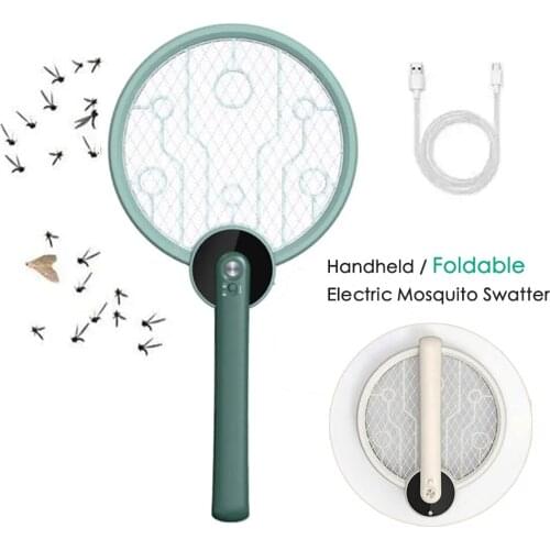 Foldable Electric Mosquito Swatter Killer USB Rechargeable Insect Insect Fly Handheld Indoor Outdoor Mosquito Bug Zappers Retail