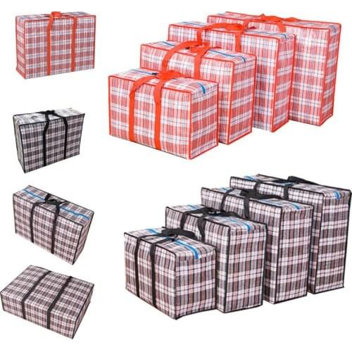 Portable Plastic Jumbo Clothes Quilt Blanket Storage Bag Reusable Large Strong Zipped Storage Case Luggage Bag with Zipper